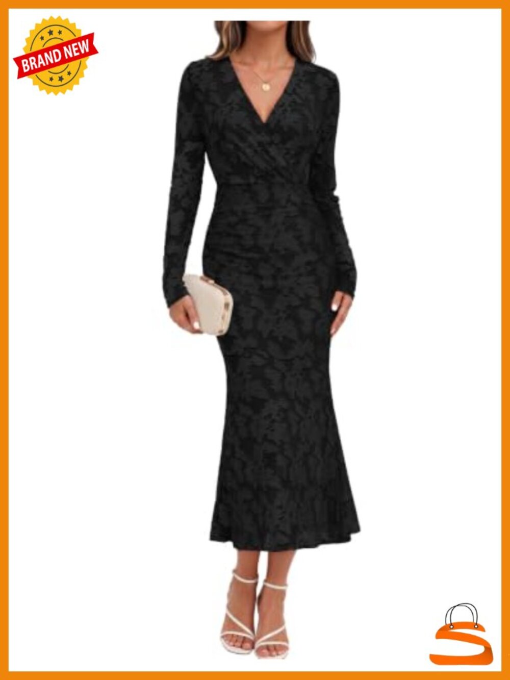 MEROKEETY Women's Wrap Long Sleeve Maxi Dress Floral Formal Wedding Guest
